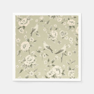 Bloemen en Vogelpatroon Elegant Botanisch Servet