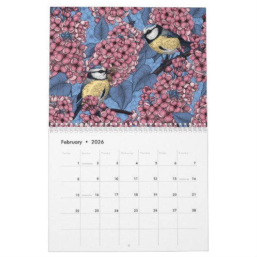 Bloemen en vogels 2025 Kalender (Feb 2026)