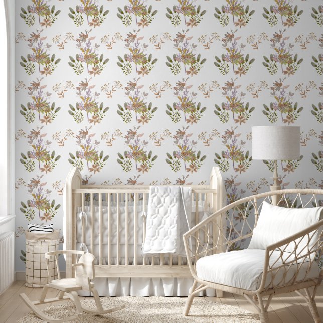 bloemen en vogels behang (Kinderen)