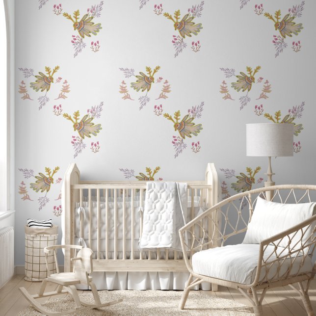 Bloemen en vogels behang (Kinderen)