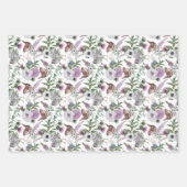 Bloemen en vogels die papierbladen overvullen inpakpapier vel (Voorkant 3)