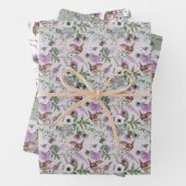 Bloemen en vogels die papierbladen overvullen inpakpapier vel (In situ)