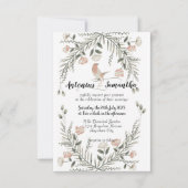 Bloemen en vogels illustratie bruiloft uitnodiging (Voorkant)