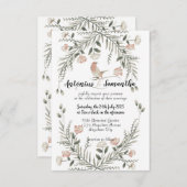 Bloemen en vogels illustratie bruiloft uitnodiging (Voorkant / Achterkant)