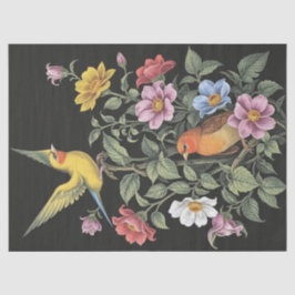 Bloemen en vogels illustratie tissuepapier