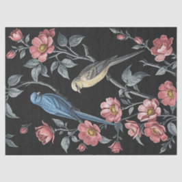 Bloemen en vogels illustratie tissuepapier