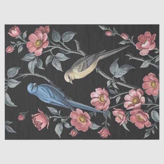 Bloemen en Vogels Illustratie Tissuepapier (Voorkant)