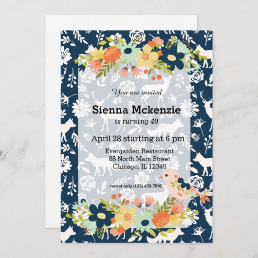  bloemen en vogels kaart (Voorkant / Achterkant)