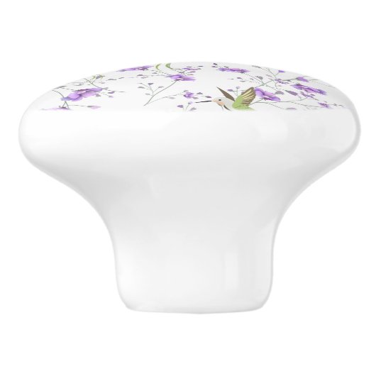 Bloemen en vogels keramische knop (Zijkant)