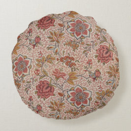 Bloemen en vogels op een gestippelde Twig Bloemen Rond Kussen