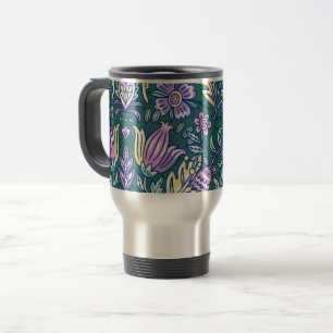 Bloemen en Vogels Patroon in Antieke Stijl Reisbeker