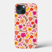 Bloemen en vogels retro stijl Case-Mate iPhone case (Achterkant)