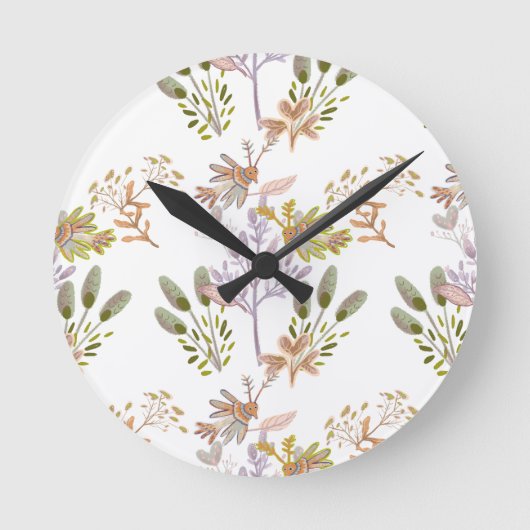 bloemen en vogels ronde klok (Voorkant)