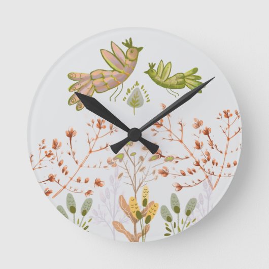 bloemen en vogels ronde klok (Voorkant)