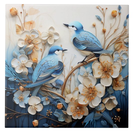 Bloemen en Vogels Tegeltje (Voorkant)