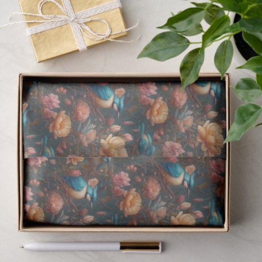 bloemen en vogels tissuepapier (Geschenk)