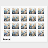 Bloemen en Vogels Vierkante Sticker (Vel)