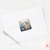 Bloemen en Vogels Vierkante Sticker (Envelop)