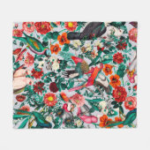 BLOEMEN EN VOGELS XIV-II FLEECE DEKEN (Voorkant (Horizontaal))