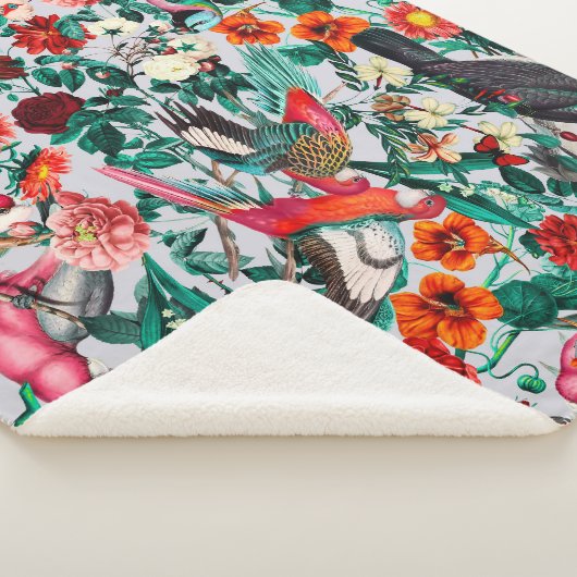 BLOEMEN EN VOGELS XIV-II SHERPA DEKEN (3/4)