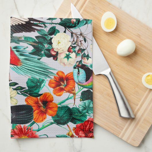 BLOEMEN EN VOGELS XIV-II THEEDOEK (Quarter Fold)