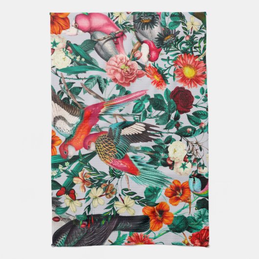 BLOEMEN EN VOGELS XIV-II THEEDOEK (Verticaal)