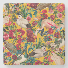 BLOEMEN EN VOGELS XVIII STENEN ONDERZETTER