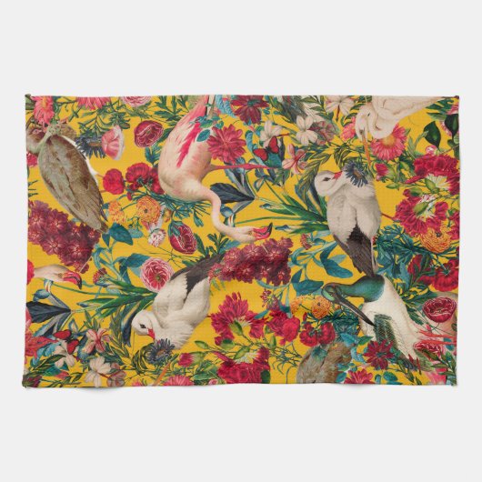 BLOEMEN EN VOGELS XVIII THEEDOEK (Horizontaal)