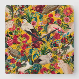 BLOEMEN EN VOGELS XVIII VIERKANTE KLOK