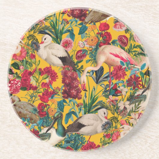 BLOEMEN EN VOGELS XVIII ZANDSTEEN ONDERZETTER (Voorkant)