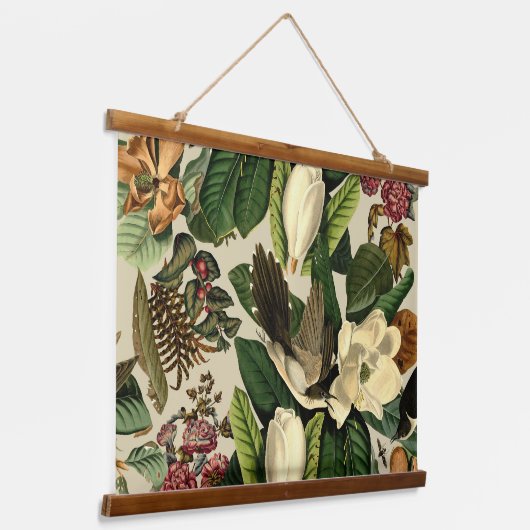 Bloemen en vogels XXI-II Hangend Wandkleed (Gebogen)