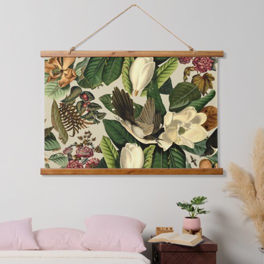 Bloemen en vogels XXI-II Hangend Wandkleed (Slaapkamer)