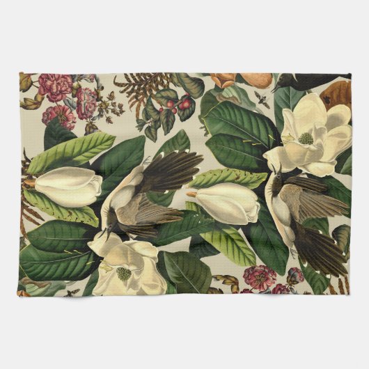 Bloemen en vogels XXI-II Theedoek (Horizontaal)