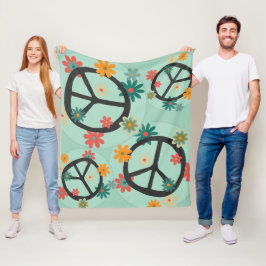 Bloemen en Vredesdeken Fleece Deken
