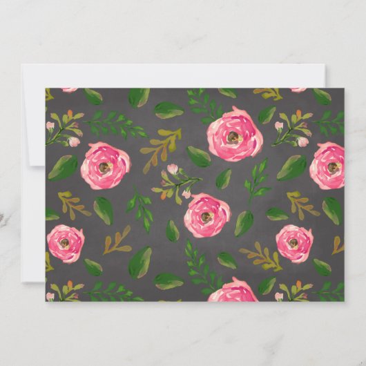 Bloemen en Vrijgezellenfeest van het krijt Kaart (Achterkant)