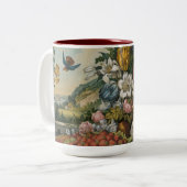 bloemen en vruchten | Currier en Ives Tweekleurige Koffiemok (Voorkant links)