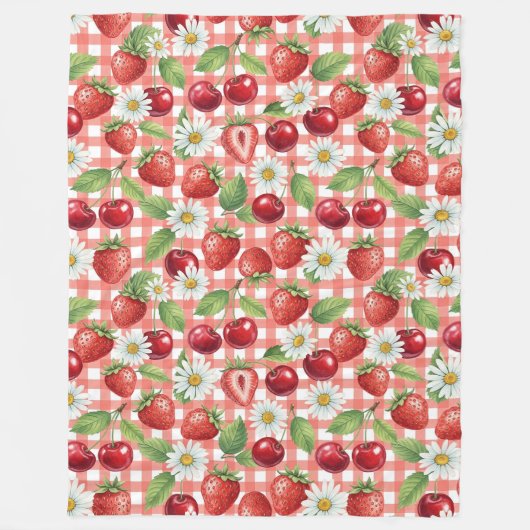 Bloemen en Vruchten Fleece Deken (Voorkant)