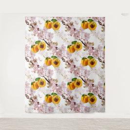 Bloemen en vruchten van abrikozen. wandkleed
