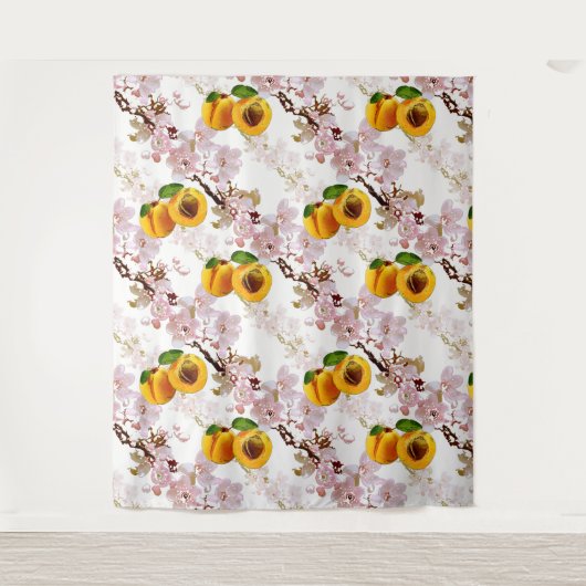 Bloemen en vruchten van abrikozen. wandkleed (Voorkant)