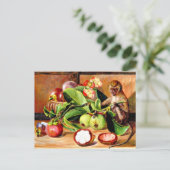 Bloemen en vruchten van Mangosteen; Singapore Monk Briefkaart (Staand voorkant)