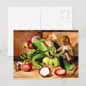 Bloemen en vruchten van Mangosteen; Singapore Monk Briefkaart (Voorkant / Achterkant)