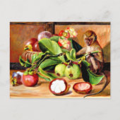 Bloemen en vruchten van Mangosteen; Singapore Monk Briefkaart (Voorkant)