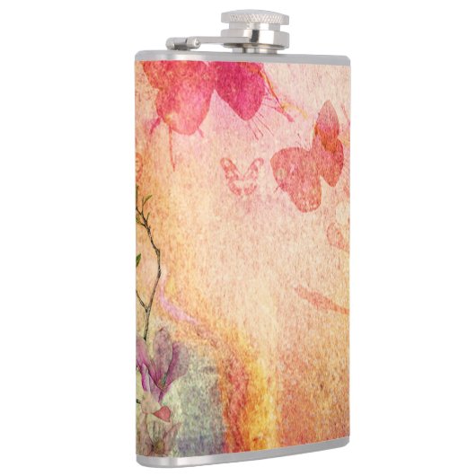 Bloemen en Waterverf van botervliegen, heupkolf Heupfles (Rechts)