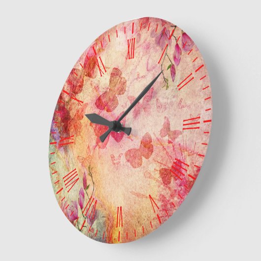 Bloemen en Waterverf van botervliegen, wandklok (Hoek)