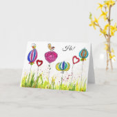 Bloemen en Wenskaart van vogels () Kaart (Gele Bloem)