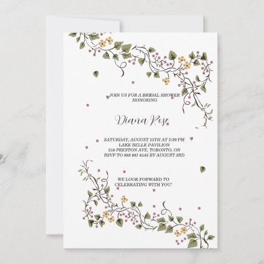 bloemen en wijnranken minimalistisch groen kaart (Voorkant)