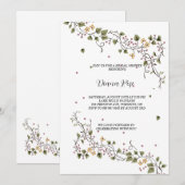 bloemen en wijnranken minimalistisch groen kaart (Voorkant / Achterkant)