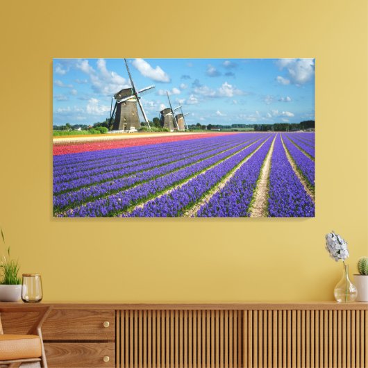 Bloemen en windmolens canvas print (Insitu (Woonkamer))