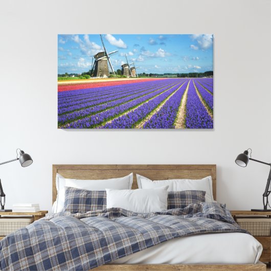 Bloemen en windmolens canvas print (Insitu (Slaapkamer))