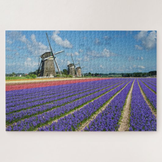 Bloemen en windmolens in een veerlandschap legpuzzel (Horizontaal)
